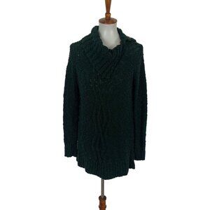 Anthropologie Moth Sweater Medium Green Knit Cowl Neck Cozy Minimalist